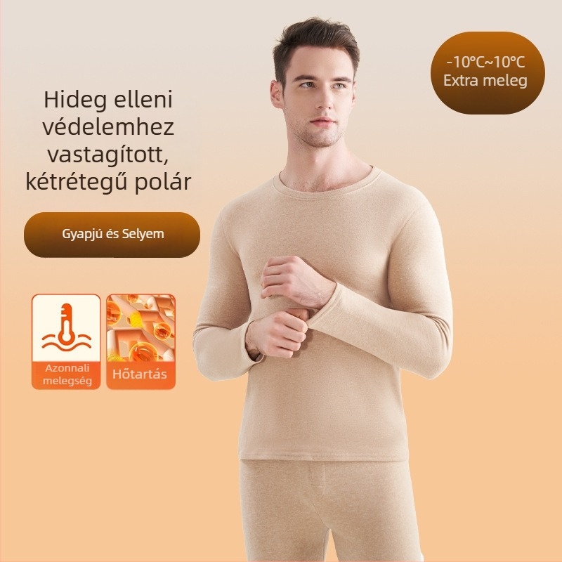 Férfiaknak készült gyapjú–selyem termoszett fleece béléssel (felső és alsó)