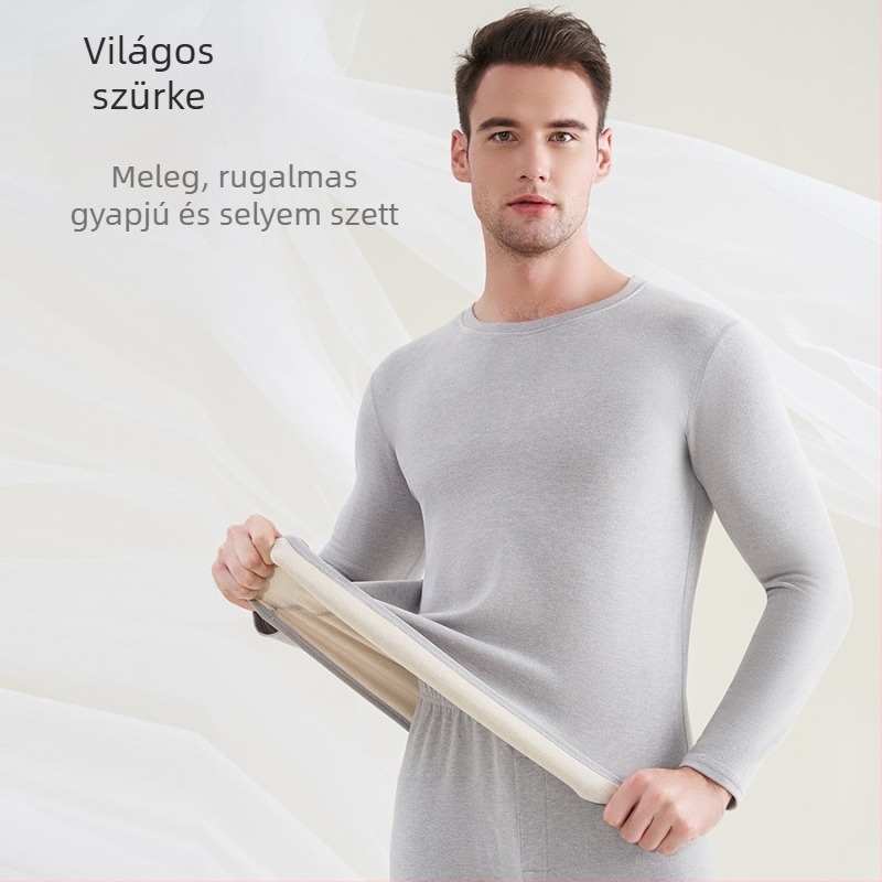 Férfiaknak készült gyapjú–selyem termoszett fleece béléssel (felső és alsó)