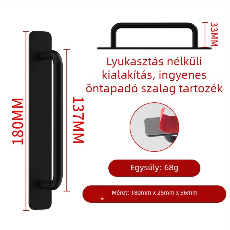Wanson Handhandle – fúrás nélküli fogantyú alumínium ötvözethez, szekrényekhez és ajtókhoz, öntapadós, modern stílus