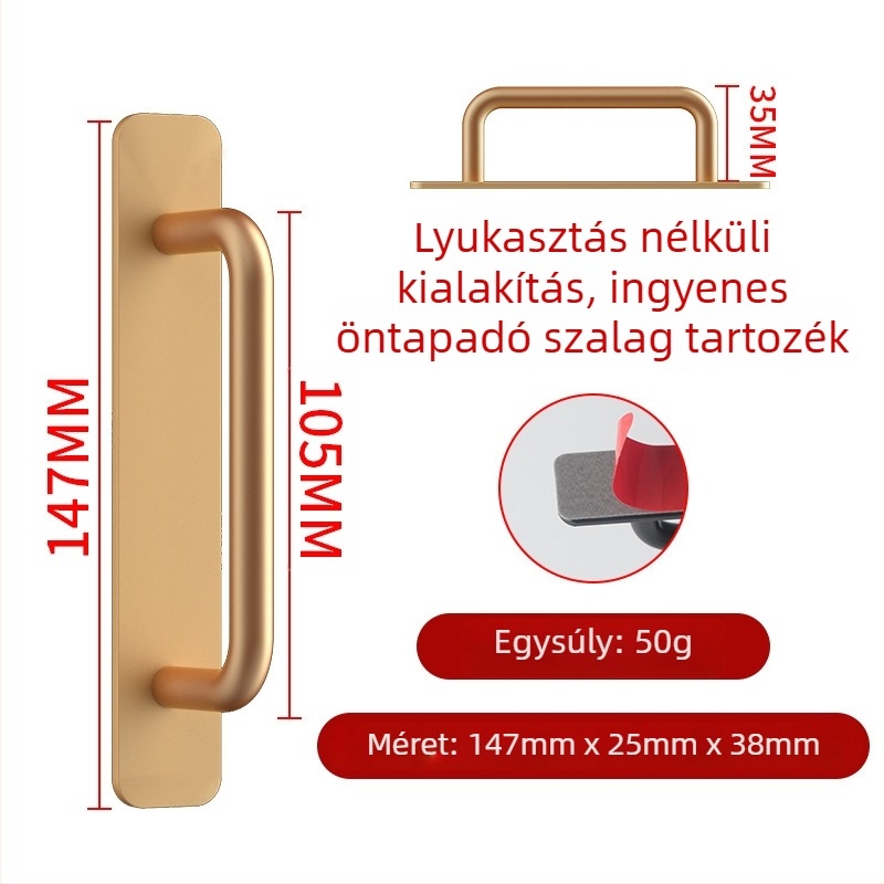Wanson Handhandle – fúrás nélküli fogantyú alumínium ötvözethez, szekrényekhez és ajtókhoz, öntapadós, modern stílus