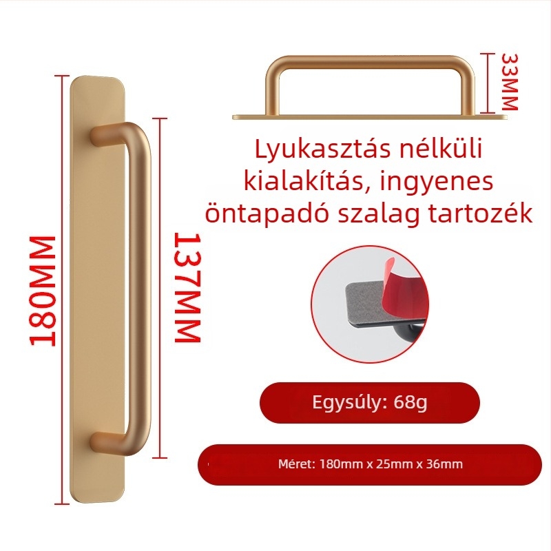 Wanson Handhandle – fúrás nélküli fogantyú alumínium ötvözethez, szekrényekhez és ajtókhoz, öntapadós, modern stílus