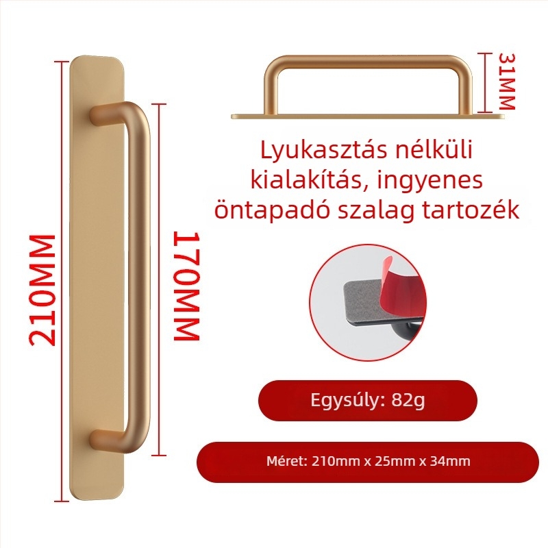 Wanson Handhandle – fúrás nélküli fogantyú alumínium ötvözethez, szekrényekhez és ajtókhoz, öntapadós, modern stílus