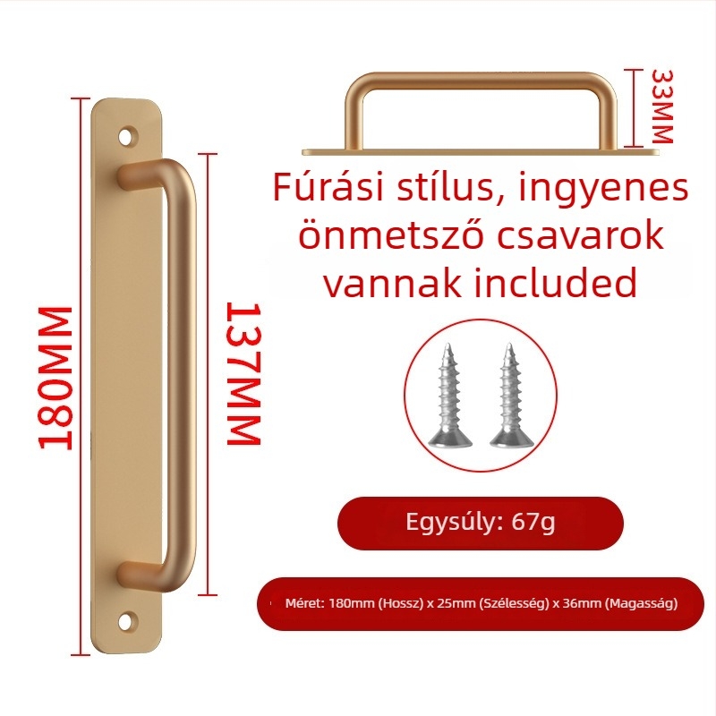 Wanson Handhandle – fúrás nélküli fogantyú alumínium ötvözethez, szekrényekhez és ajtókhoz, öntapadós, modern stílus
