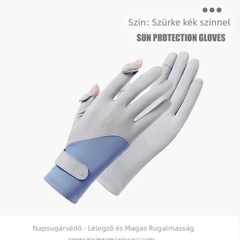 Női nyári kesztyű UV védelmével – Ice Silk és Nylon, gyorsan száradó, csúszásmentes, érintőképernyő-kompatibilis, kerékpározáshoz és vezetéshez