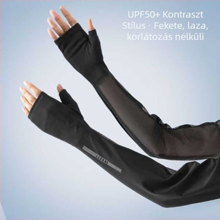 Női napvédő karvédők kerékpározáshoz, Ice Silk kötött, egyszínű minta, koreai stílus