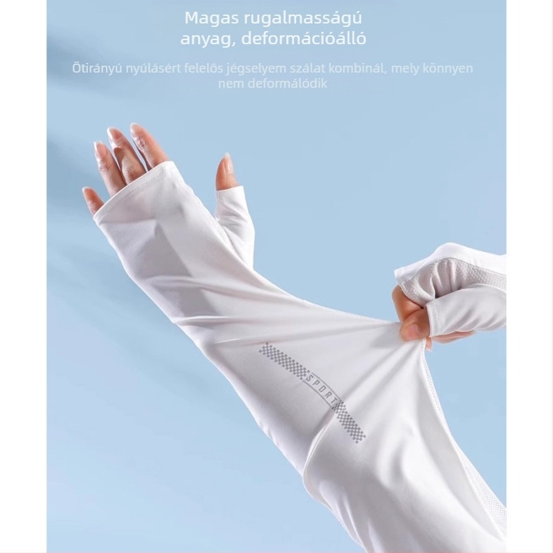 Női napvédő karvédők kerékpározáshoz, Ice Silk kötött, egyszínű minta, koreai stílus