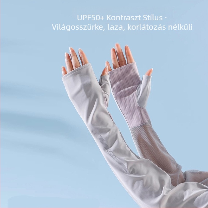 Női napvédő karvédők kerékpározáshoz, Ice Silk kötött, egyszínű minta, koreai stílus