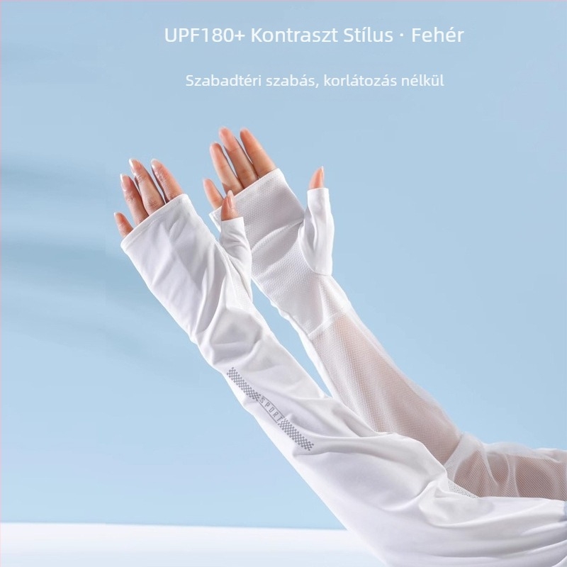 Női napvédő karvédők kerékpározáshoz, Ice Silk kötött, egyszínű minta, koreai stílus