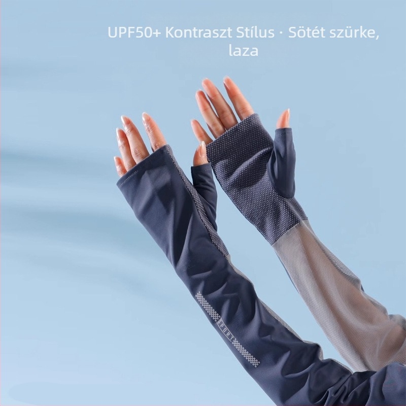 Női napvédő karvédők kerékpározáshoz, Ice Silk kötött, egyszínű minta, koreai stílus