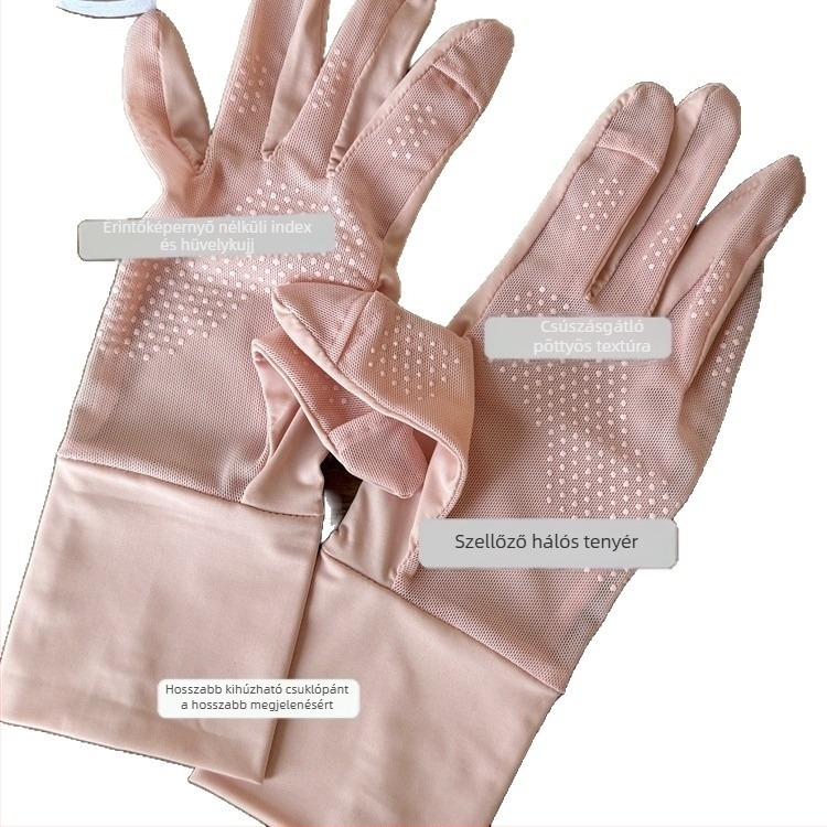 Női hosszú jégselyem UV-védelmes kesztyűk – teljes ujjas, Spandex alapanyag, csúszásmentes, érintőképernyős, vízálló, külső vezetésre és kerékpározásra