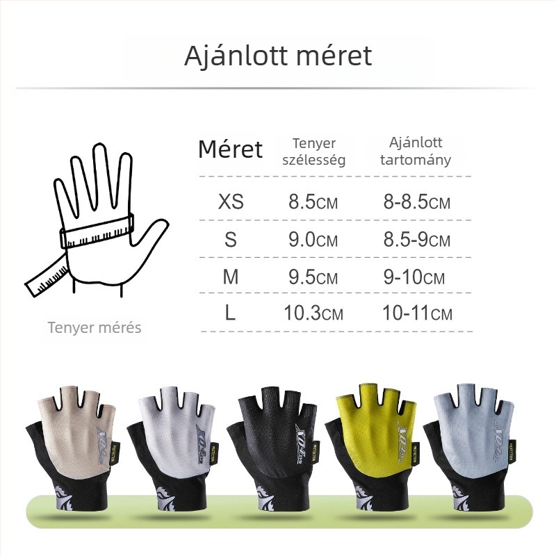Kerékpáros kesztyűk, rövid ujjas, Lycra, felnőtteknek, uniszex, kerékpározáshoz