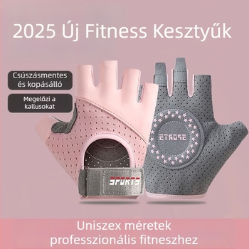 Félujjas edzőkesztyű edzéshez és kerékpározáshoz – csúszásmentes, kopásálló, lélegző, ütéscsillapító, Ice Silk pamut keverék