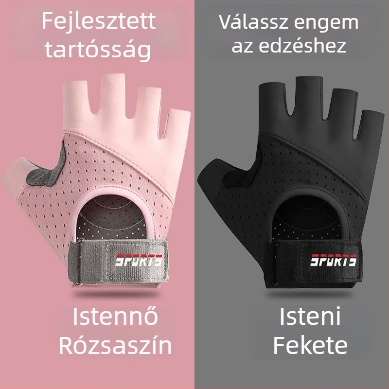 Félujjas edzőkesztyű edzéshez és kerékpározáshoz – csúszásmentes, kopásálló, lélegző, ütéscsillapító, Ice Silk pamut keverék