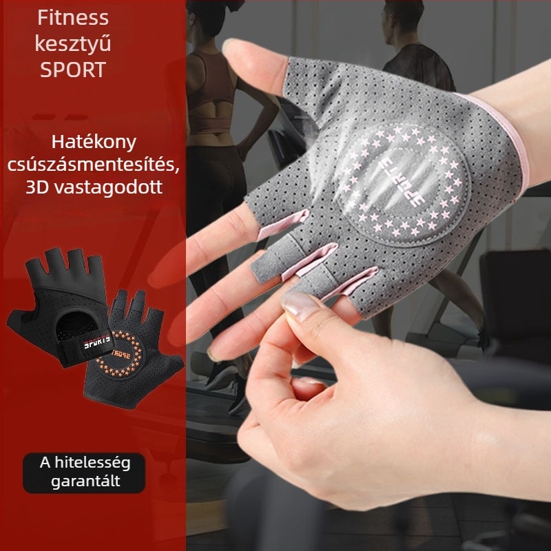 Félujjas edzőkesztyű edzéshez és kerékpározáshoz – csúszásmentes, kopásálló, lélegző, ütéscsillapító, Ice Silk pamut keverék