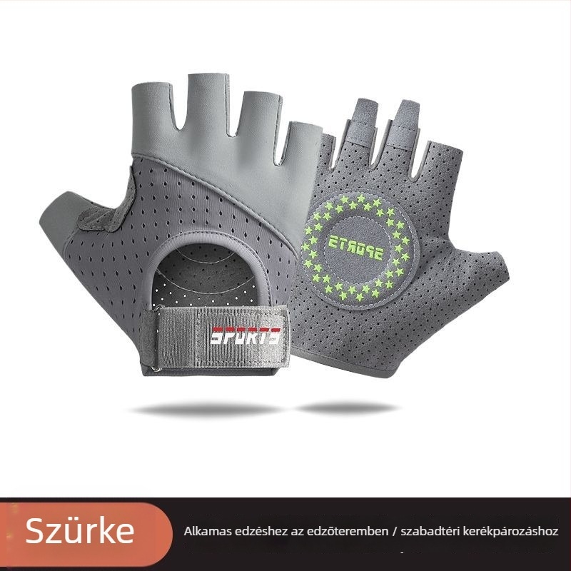 Félujjas edzőkesztyű edzéshez és kerékpározáshoz – csúszásmentes, kopásálló, lélegző, ütéscsillapító, Ice Silk pamut keverék