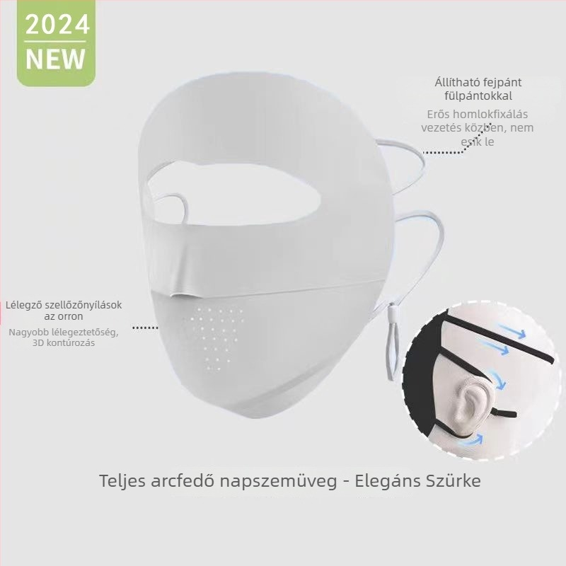 Teljes arcú, légáteresztő napszűrő maszk UV védelemmel, szélálló, árnyékoló, nylon anyag, 2024 tavasz
