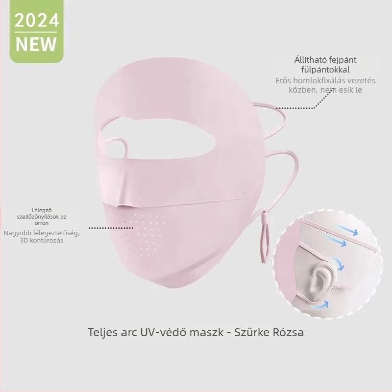 Teljes arcú, légáteresztő napszűrő maszk UV védelemmel, szélálló, árnyékoló, nylon anyag, 2024 tavasz