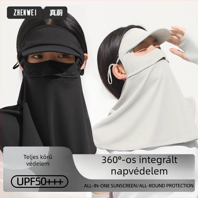 OKSK Teljes arcú napszűrő maszk kapucnival – UV védelem, porálló, nejlon anyag