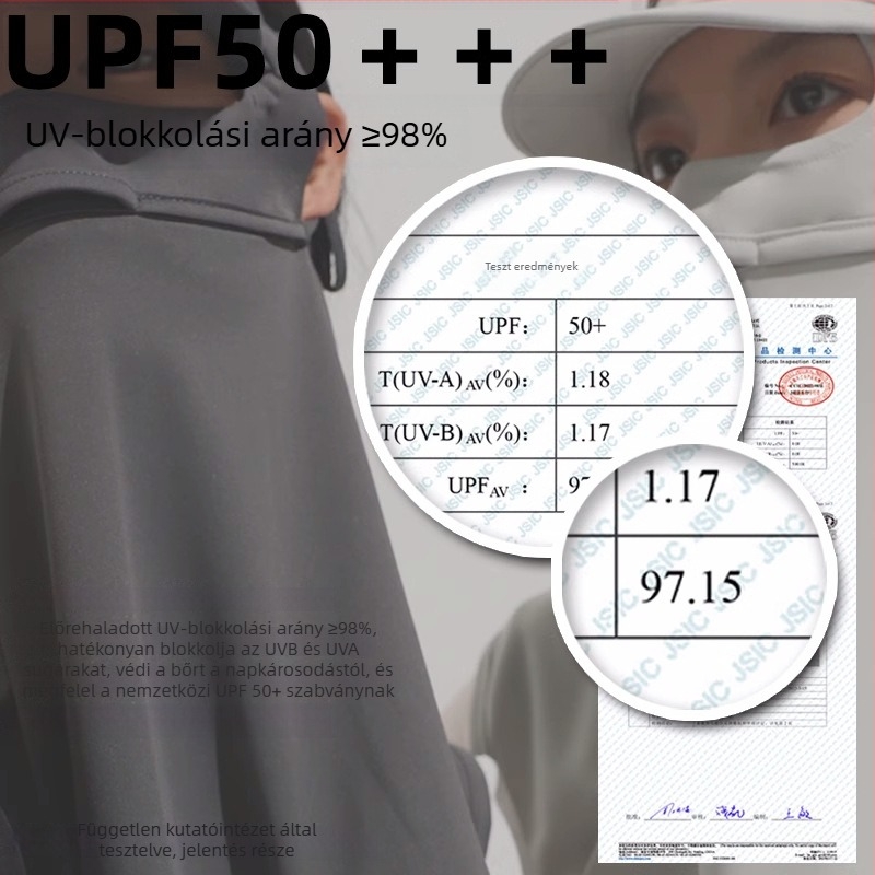 OKSK Teljes arcú napszűrő maszk kapucnival – UV védelem, porálló, nejlon anyag