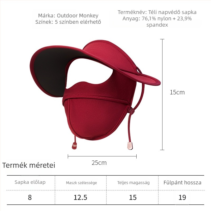 Kapucnis UV-védő maszk, nylon anyagból, szélálló, meleg, porálló