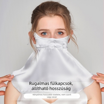 Félarcú selyemmaszk UV-védelemmel, légáteresztő, árnyékoló, rovarriasztó, mulberry selyemből