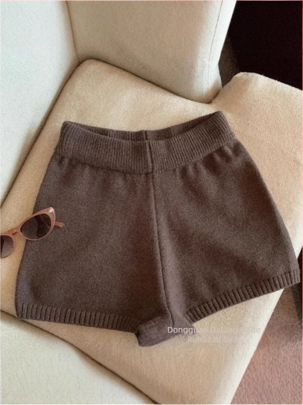 Széles szárú kötött nadrág, magas derékkal, háromnegyedes hossz, Arctic fleece anyag, poliészter keverék, mikro-elasztikusság