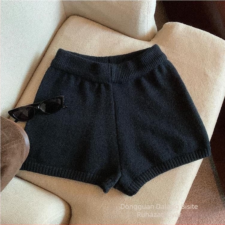 Széles szárú kötött nadrág, magas derékkal, háromnegyedes hossz, Arctic fleece anyag, poliészter keverék, mikro-elasztikusság