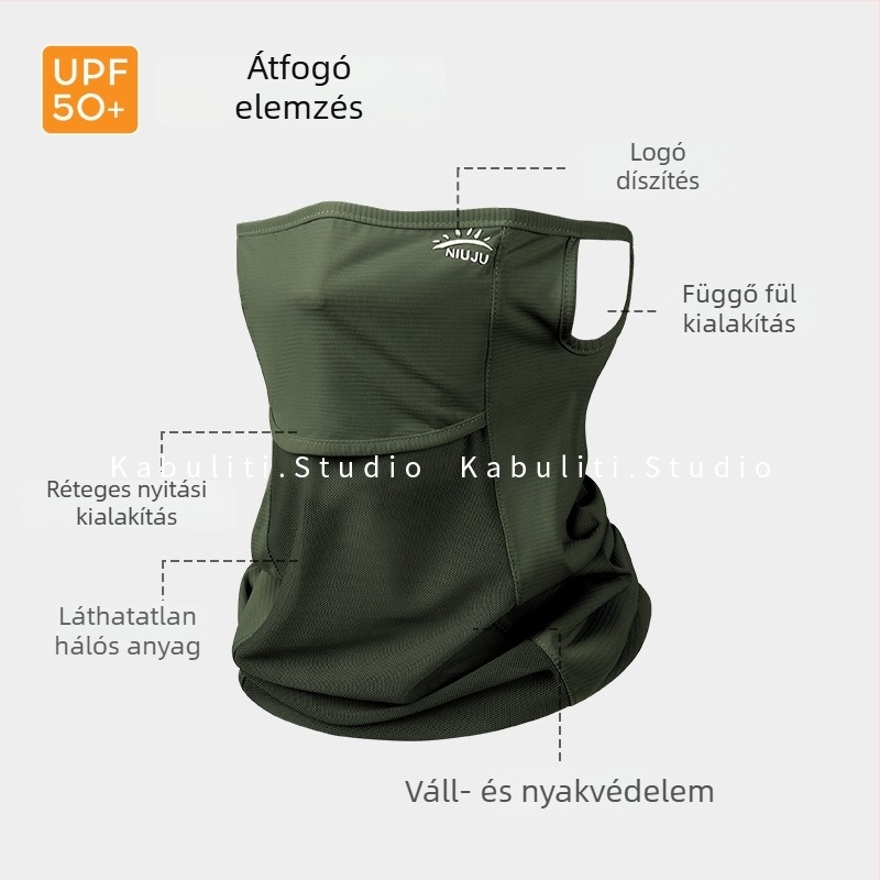 Nylonból készült, légáteresztő, UV-védő, napszűrő maszk fülhurokkal