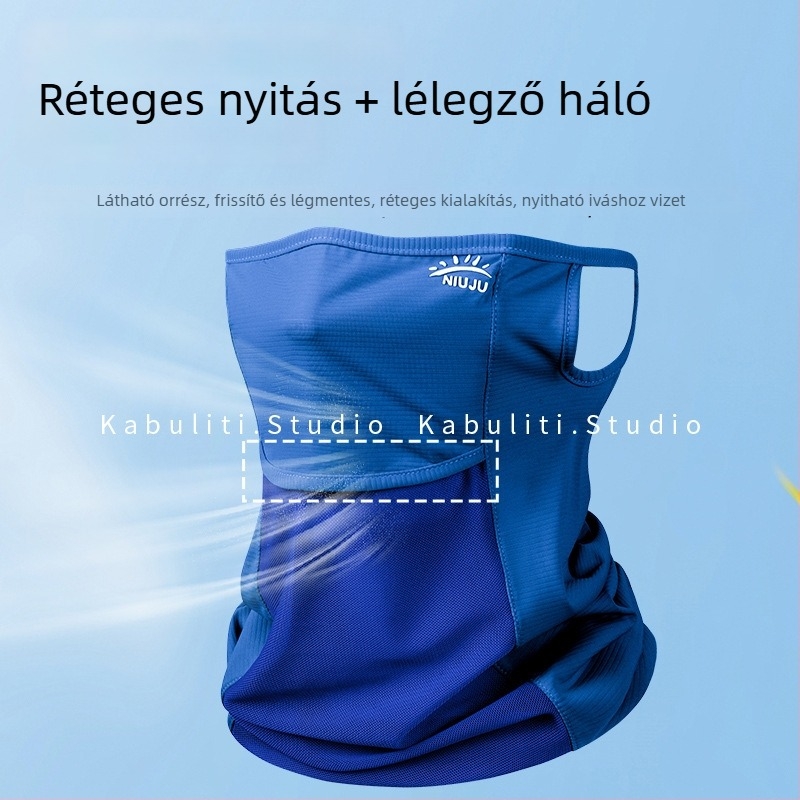 Nylonból készült, légáteresztő, UV-védő, napszűrő maszk fülhurokkal