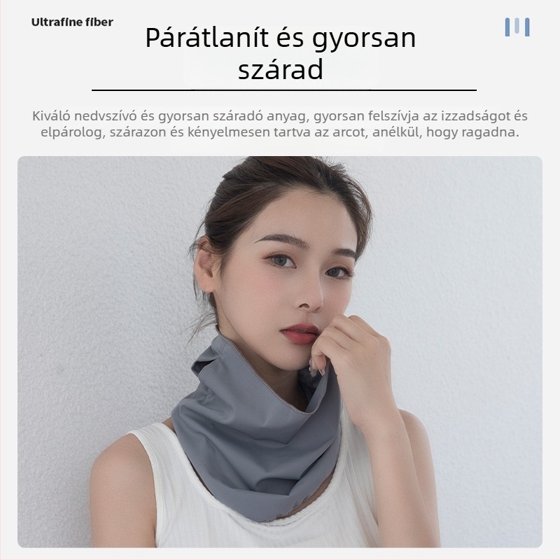Ice Silk félarcmaszk nőknek UV védelemmel – gyorsan szárad, lélegző, szélálló, rovarriasztó