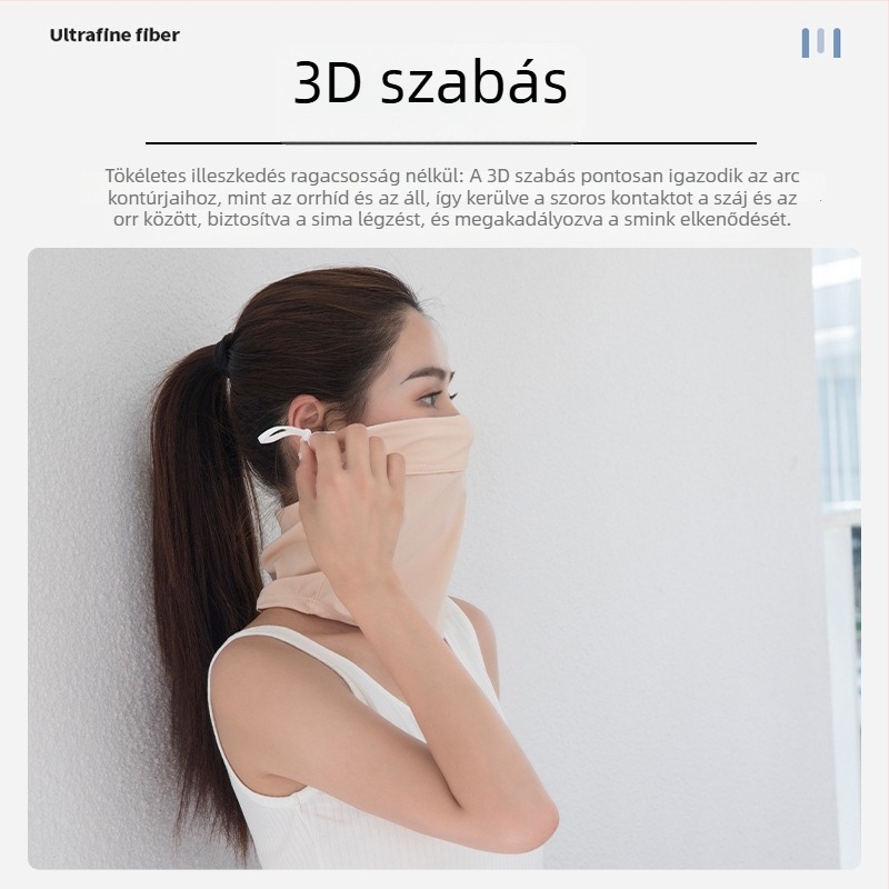 Ice Silk félarcmaszk nőknek UV védelemmel – gyorsan szárad, lélegző, szélálló, rovarriasztó