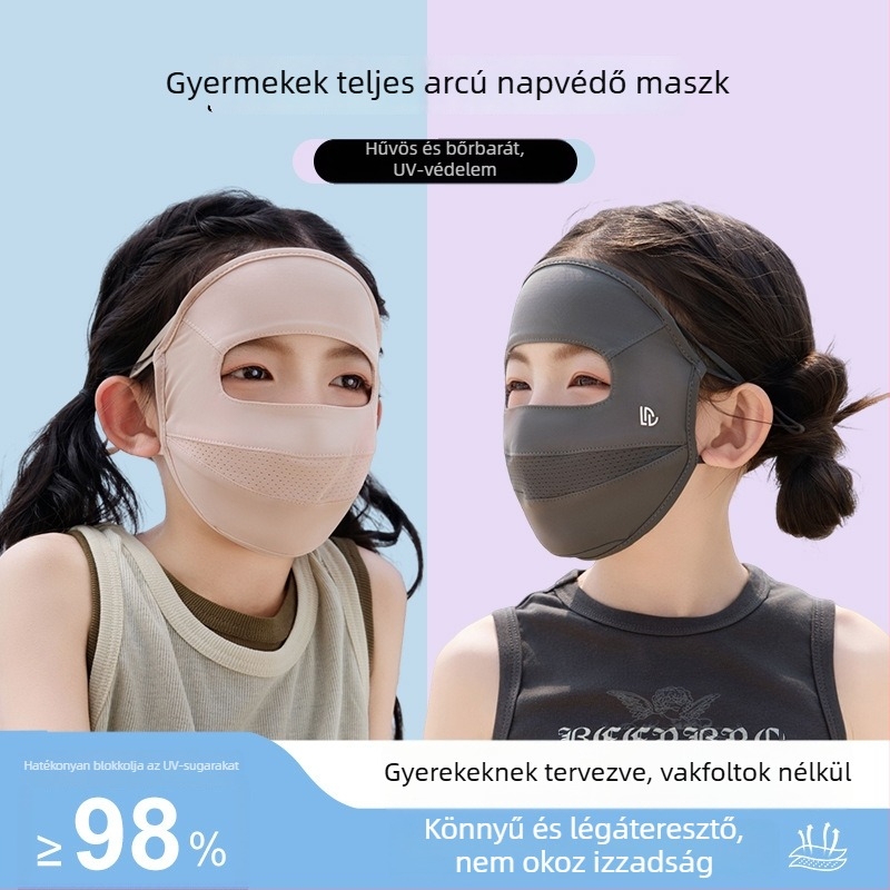 Dulin gyermek UV-védelmes teljes arcvédő maszk, légáteresztő nylon anyagból, kültéri használatra, nyár 2025
