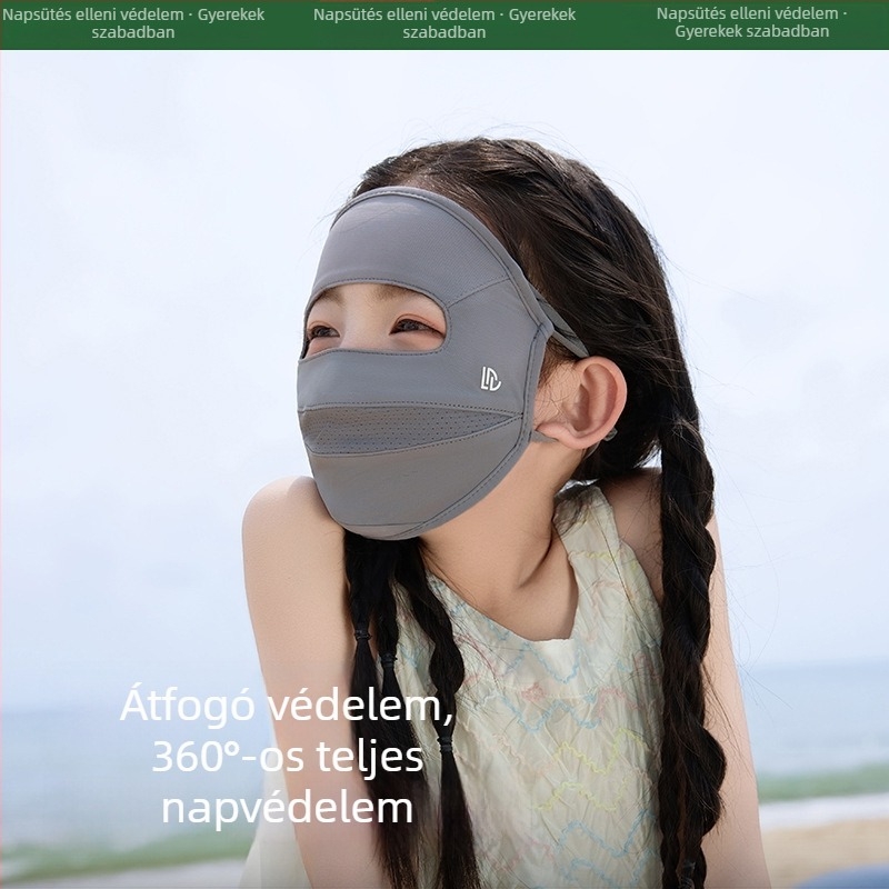 Dulin gyermek UV-védelmes teljes arcvédő maszk, légáteresztő nylon anyagból, kültéri használatra, nyár 2025