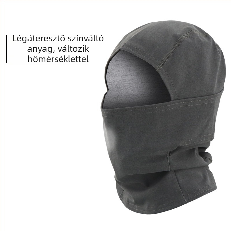 Termokromatikus kerékpáros kapucni: teljes arcmaszk, légáteresztő, szélálló, poliészter anyagból