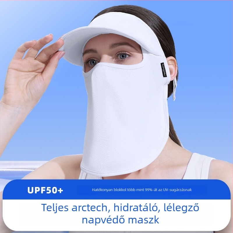 Meetsunny napvédő maszk, UPF50+, nejlon arcvédő karimával, teljesen fedő kültéri árnyékoló