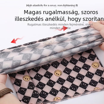 UV-védő arcmaska Ice Silk anyagból, kockás mintázatú mosolygós arccal, nyakba vehető maszk kültéri kerékpározáshoz, poliészter rost