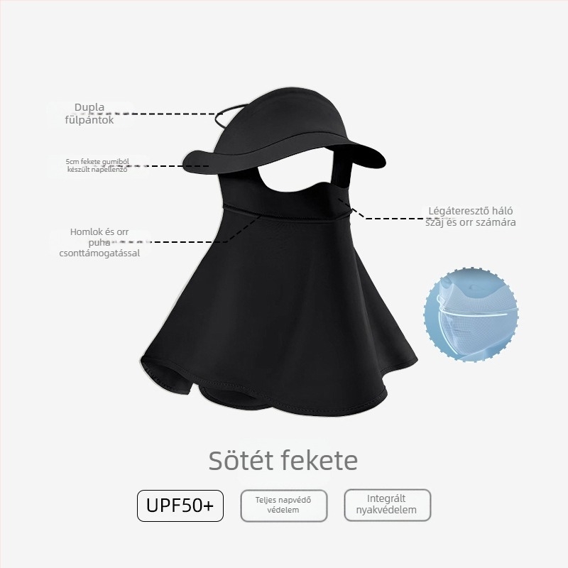 Nyakvédős arcmaska, légáteresztő, kültéri árnyékoló, teljes fedés, poliészter anyag 51–60%