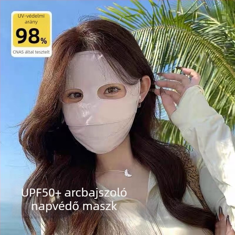 Teljes arcú UV-védő maszk, 3D kialakítás, légáteresztő Ice Silk anyag, Panda Eye stílus