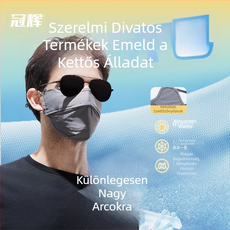 Napsugárvédő arcmaszk, légáteresztő nylon háló, ultra könnyű, szélálló, UV-védelem, szemvédő, férfiaknak és nőknek