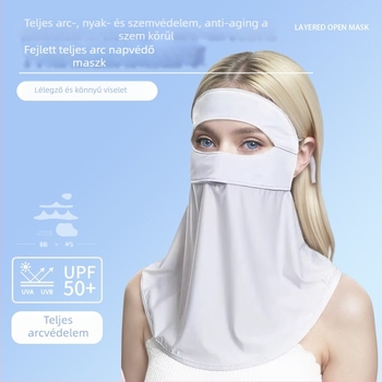 Női teljes arcú napvédő maszk — lélegző, UV védelem, szélálló, egy darabos kivitel, Ice Silk anyag (poloszteszter) spandexszel