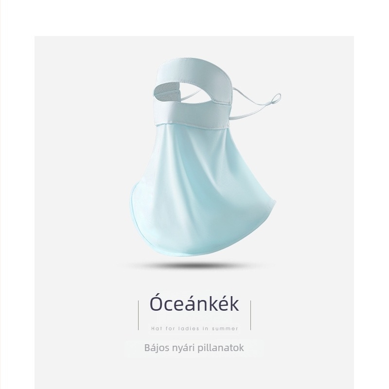 Női teljes arcú napvédő maszk — lélegző, UV védelem, szélálló, egy darabos kivitel, Ice Silk anyag (poloszteszter) spandexszel