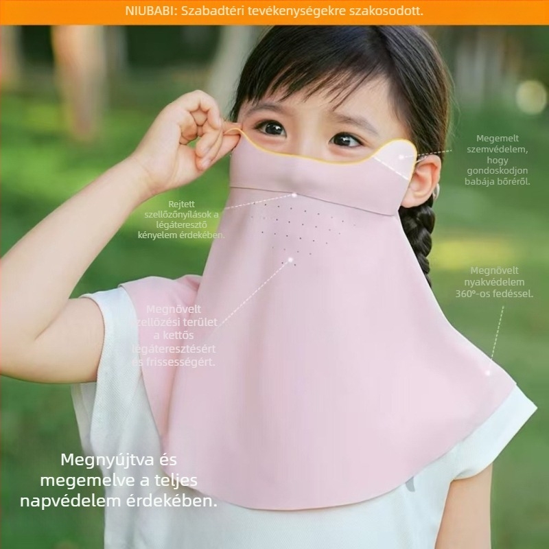 Niubby gyerekeknek készített ice silk UV-védelmet nyújtó teljes arcmaszk, nyaki védelemmel, légáteresztő