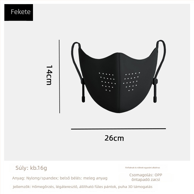 Meleg nylon arcmaszk UPF50+ UV védelem, fülhurok kialakítás, egyszínű minta, uniszex