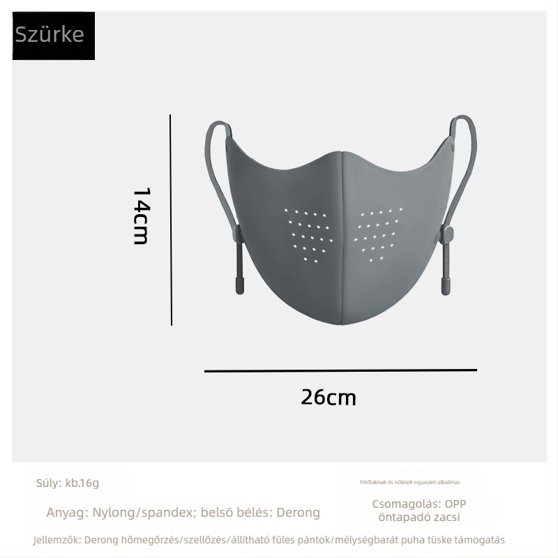 Meleg nylon arcmaszk UPF50+ UV védelem, fülhurok kialakítás, egyszínű minta, uniszex