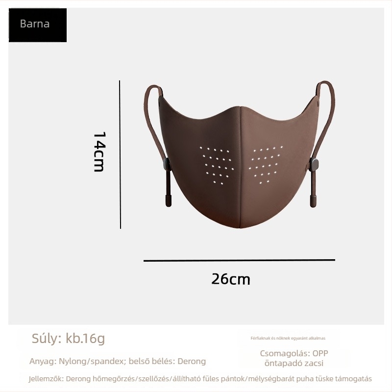 Meleg nylon arcmaszk UPF50+ UV védelem, fülhurok kialakítás, egyszínű minta, uniszex