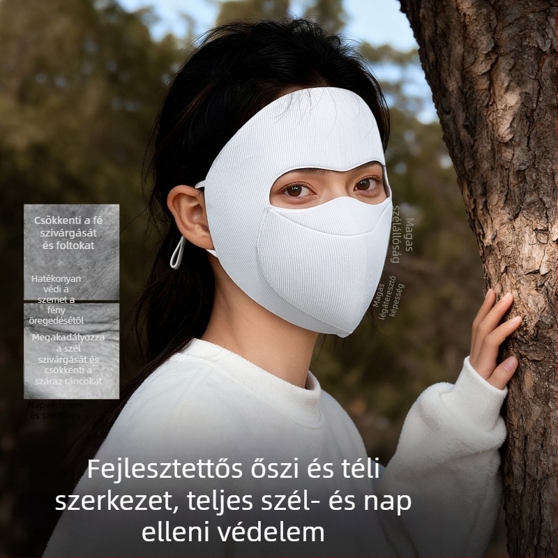 Női vastagított teljes arcmaszk téli kerékpározáshoz, fülrögzítővel, napsugár elleni védelem