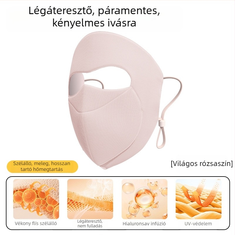 Női vastagított teljes arcmaszk téli kerékpározáshoz, fülrögzítővel, napsugár elleni védelem