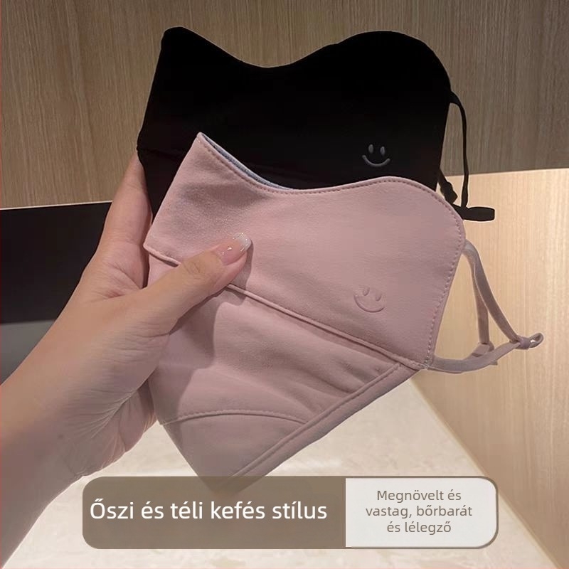 Kazina pamut arcmaszk, hímzett, UPF50+ UV védelem, ősz-tél