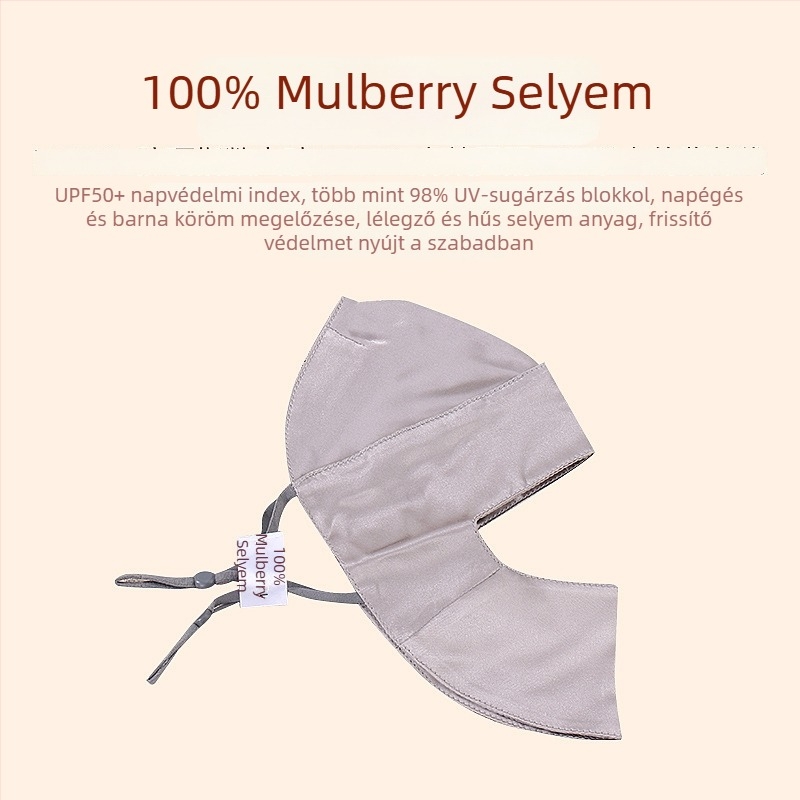 Teljes arcot védő maszk mulberry selyemből készült, UV védelem, lélegző, könnyű, szélálló