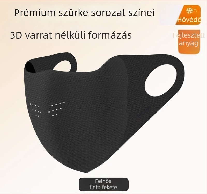 Yi Dun Meleg Téli Maska Párvédő, Pára-mentesítés, Légáteresztő 3D Mosható, Fülre Rögzítés, Monokróm; Anyag: Nylon + Spandex